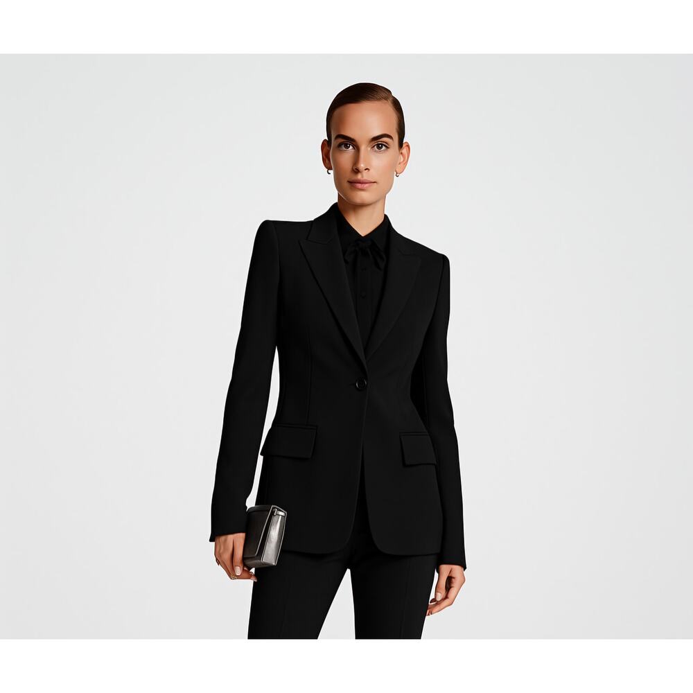 2290 Michael Kors Women Black Georginia Double‎ Crepe Blazer Jacker Size 8